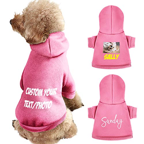Haustier-Kapuzenpullover, personalisierbar, mit Foto und Text, weicher Pullover für Welpen, Hunde mit Hut (Rosa) von ARLTTH