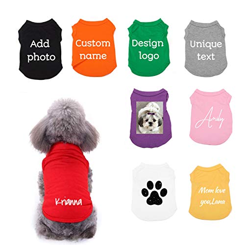 Personalisierte Hunde-Shirts, individuelle Haustierkleidung mit Ihrem Namen/Foto/Logo für kleine, mittelgroße Hunde, Welpen, Katzen, Kätzchen von ARLTTH