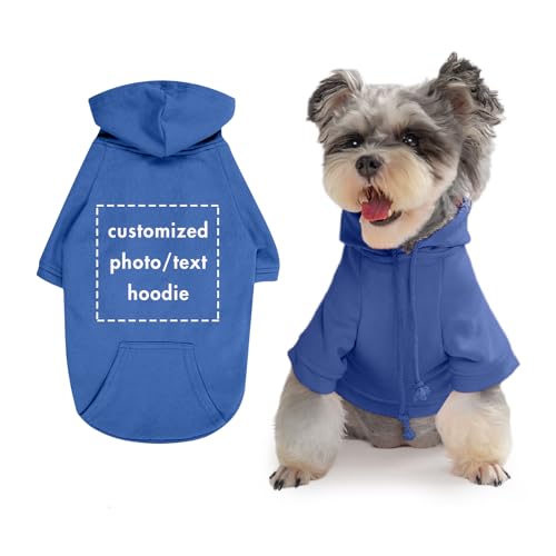 Personalisierte Haustier Hoodie, Kundengebundene Big Dog Kleidung mit Fotos und Text, weicher Pullover mit Hut, Big Dog Shirt (Blau) von ARLTTH