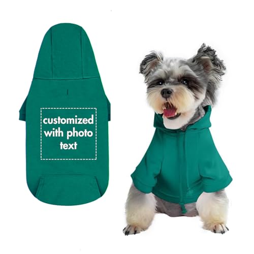 Personalisierte Haustier Hoodie, Kundengebundene Big Dog Kleidung mit Fotos und Text, weicher Pullover mit Hut, Big Dog Shirt (Dunkel Grün) von ARLTTH