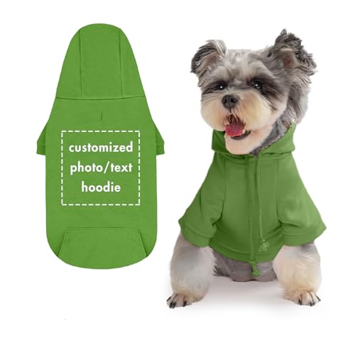 Personalisierte Haustier Hoodie, Kundengebundene Big Dog Kleidung mit Fotos und Text, weicher Pullover mit Hut, Big Dog Shirt (Grün) von ARLTTH