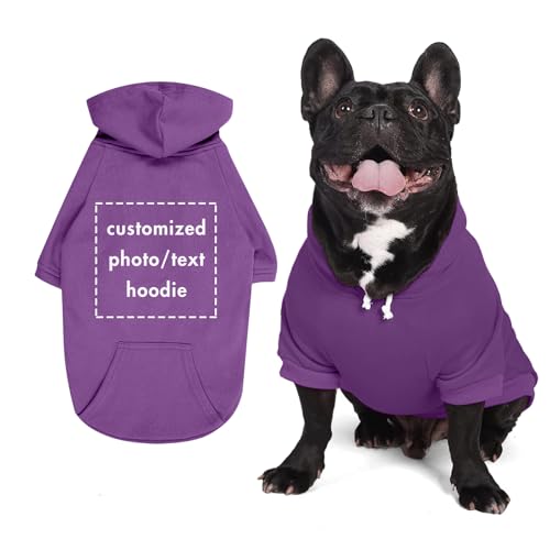 Personalisierte Haustier Hoodie, Kundengebundene Big Dog Kleidung mit Fotos und Text, weicher Pullover mit Hut, Big Dog Shirt (Lila) von ARLTTH
