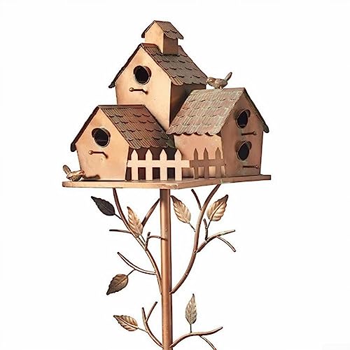 Metall-Vogelhaus-Pfahl, abstrakter und traditioneller Stil, Vogelhaus-Gartenpfähle, Halterung für Vögel, 8 x 20 cm (Bauernhaus) von ARMYJY