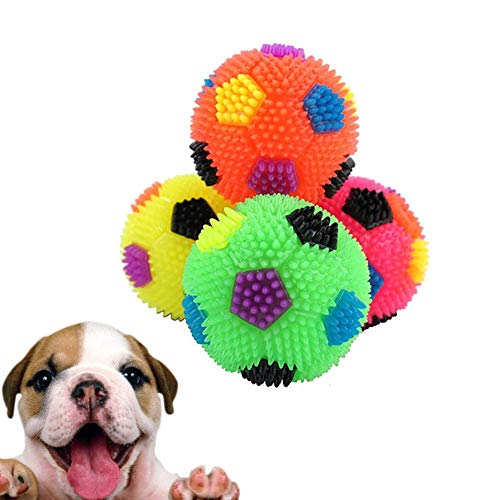 AROYEL Hundeball, beleuchtete Hundebälle, Spielzeug für Welpen, Kauspielzeug, quietschender Sound, blinkendes Design, zufällige Farbe von AROYEL