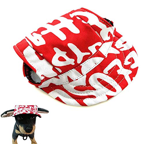 AROYEL Baseball-Kappe für Hunde, aus Segeltuch, Sonnenschutz für große und kleine Haustiere (M, rote Buchstaben) von AROYEL