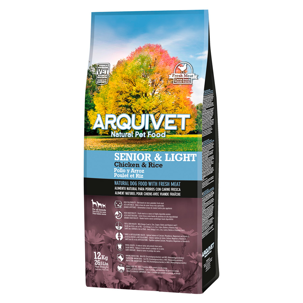 2 x 12 kg Arquivet Dog zum Sonderpreis! - Senior & Light Huhn von ARQUIVET