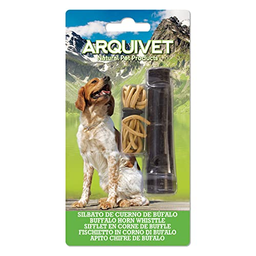 Arquivet Büffelhorn Pfeife für Hunde mit Kordelzug - Pfeife zum Training und Training von Hunden, Hundepfeife, 9 cm, 1 Stück (1 Stück) von Arquivet