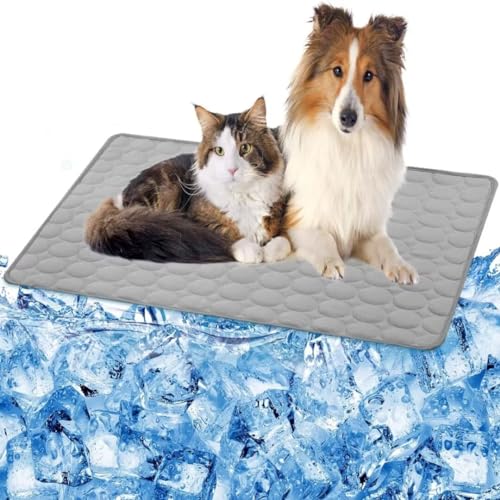 ARRITS Haustier Kühlmatte für Hunde Katzen, Selbstkühlende Hundematte Bett Kühldecke Katze Kühlmatte, Waschbare rutschfeste Sommer Kühlmatte Hund Kühlkissen für Haustiere (M, Grau) von ARRITS