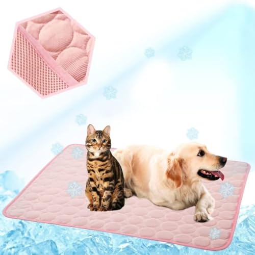 ARRITS Haustier Kühlmatte für Hunde Katzen, Selbstkühlende Hundematte Bett Kühldecke Katze Kühlmatte, Waschbare rutschfeste Sommer Kühlmatte Hund Kühlkissen für Haustiere (M, Rosa) von ARRITS