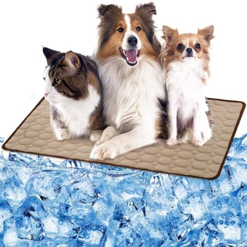 ARRITS Haustier Kühlmatte für Hunde Katzen, Selbstkühlende Hundematte Pet Dog Cooling Mat Bett Kühldecke, Waschbare rutschfeste Sommer Kühlmatte Hund Große kühlmatte Katze Kühlkissen (2XL, Braun) von ARRITS