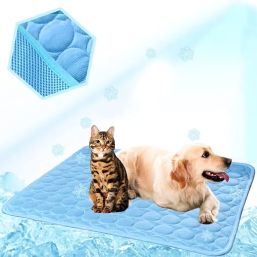 ARRITS Haustier Kühlmatte für Hunde Katzen, Selbstkühlende Hundematte Pet Dog Cooling Mat Bett Kühldecke, Waschbare rutschfeste Sommer Kühlmatte Hund kühlmatte Katze Kühlkissen (L, Blau) von ARRITS