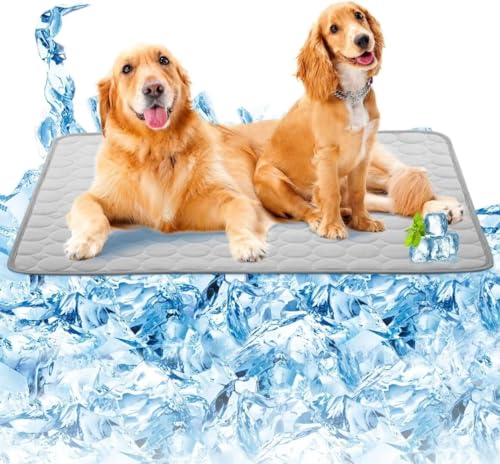 ARRITS Kühlmatte für Hunde, Selbstkühlende Matte Hunde Katzen, Sommer Kühlkissen wasserdichte rutschfeste Pet Dog Cooling Mat, Weich und Atmungsaktiv Haustier Kühlmatte für Katzen Hunde (L, Grau) von ARRITS