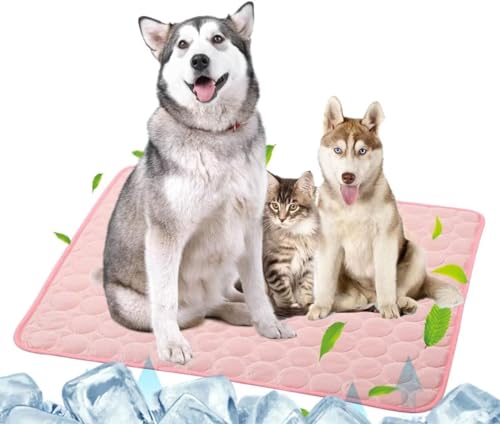 ARRITS Kühlmatte für Hunde, Selbstkühlende Matte Hunde Katzen, Sommer Kühlkissen wasserdichte rutschfeste Pet Dog Cooling Mat, Weich und Atmungsaktiv Haustier Kühlmatte für Katzen Hunde (XL, Rosa) von ARRITS