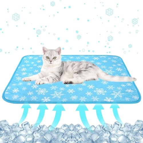 ARRITS Kühlmatte für Hunde Katzen, Sommer Kühlmatte Hund Bett Kühldecke, Waschbare rutschfeste Selbstkühlend Hundematte, kühlmatte für Katzen Kühlkissen für Klein Haustiere (2XL, Blau Schneeflocke) von ARRITS