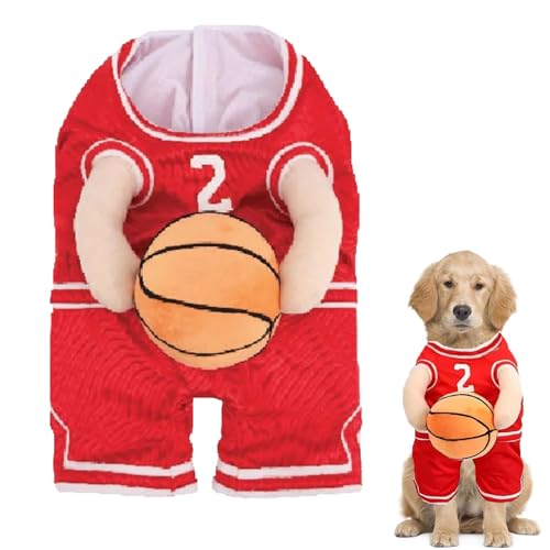 Hunde-Basketballkostüm mit Ball, kleines Hunde-Halloween-Kostüm, Basketballspieler-Kostüm, großes Hunde-Halloween-Kostüm, rotes lustiges Hundekostüm für kleine Hunde, mittelgroße Hunde, große Hunde Hunde-Basketballkostüm mit Ball, kleines Hunde-Halloween-Kostüm, Basketballspieler-Kostüm, großes Hunde-Halloween-Kostüm, rotes lustiges Hundekostüm für kleine Hunde, mittelgroße Hunde, große Hunde von ARROMI