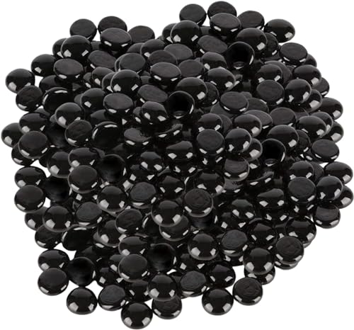 ARSUK 170-180 Stück Schwarze Glas Kieselsteine 17-20 mm (955 g) für Dekoration, Aquarien, DIY-Projekte, Kunsthandwerk – Glänzende Natursteine für Blumenarrangements, Terrarien & Tischdekoration von ARSUK