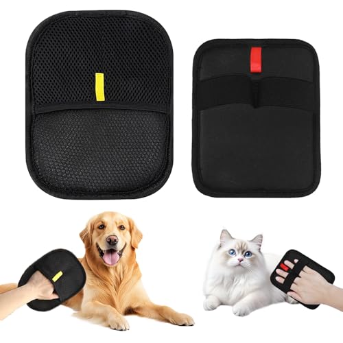 ARTGUTS 2 Stück Pet Hair Remover Glove, Double Sided Antistatische Pet Grooming Gloves,Wiederverwendbare Haustier Pflegehandschuhe, für Katzen Hunde Waschen, Hair Removal, Fellpflege (Groß+Klein) von ARTGUTS