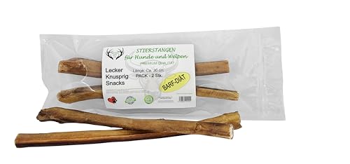 ARTISAN GIFT CO Dorrfleisch Hund Leckereien – 100% Trockenfleisch für Hunde und welpen, Geeignet für die Barf-Diät (125 g, Bullensticks 30cm) von ARTISAN GIFT CO