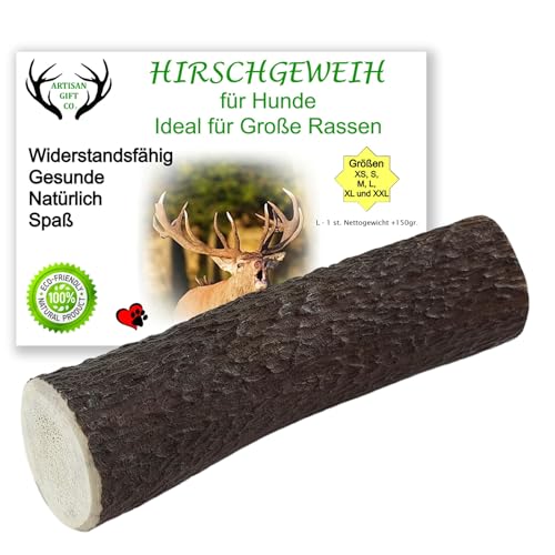 ARTISAN GIFT CO Hundesnack Rothirsch Geweih Kausnack -100% Natürlicher - Mindestgewicht 150 Gramm (L - 1 stück) von ARTISAN GIFT CO