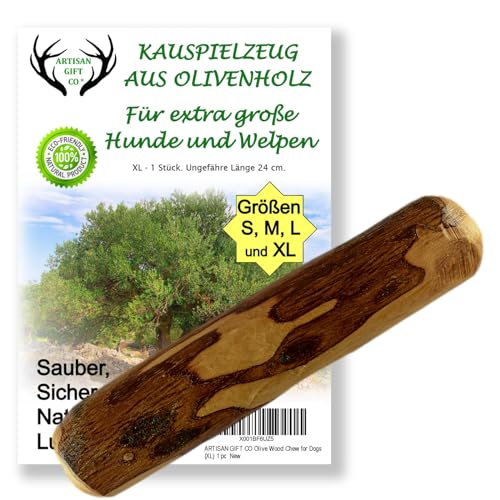 ARTISAN GIFT CO Olivenholz Kauspielzeug für Hunde 100% Natürliches (XL-24 cm) 1 Stück von ARTISAN GIFT CO