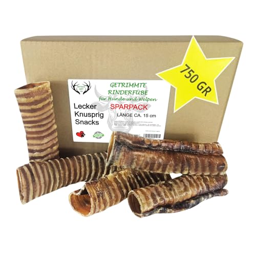 ARTISAN GIFT CO Rinderstrossen für Hunde - Natürliche Snacks - 100% leckerlies getrocknetes Fleisch, geeignet für die Barf-Diät - (750 g, Rinderluftröhren) von ARTISAN GIFT CO