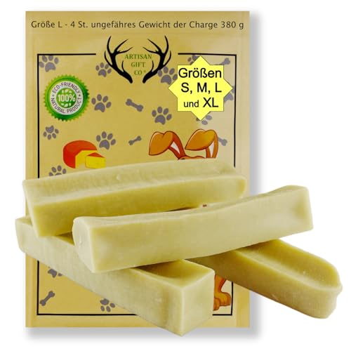 ARTISAN GIFT CO Kaustab aus Harkäse für Hunde und Welpen/Himalaya (Yak) Knochen / 100% natürlicher - Gewicht der Charge 360g. (4 stück (1er Pack), L) ARTISAN GIFT CO Kaustab aus Harkäse für Hunde und Welpen/Himalaya (Yak) Knochen / 100% natürlicher - Gewicht der Charge 360g. (4 stück (1er Pack), L) von ARTISAN GIFT CO
