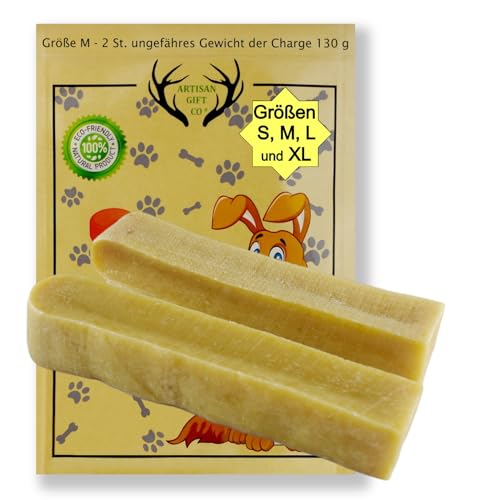 ARTISAN GIFT CO Kaustab aus Harkäse für Hunde und Welpen/Himalaya (Yak) Knochen / 100% natürlicher - Gewicht der Charge 130g. (2 stück (1er Pack), M) ARTISAN GIFT CO Kaustab aus Harkäse für Hunde und Welpen/Himalaya (Yak) Knochen / 100% natürlicher - Gewicht der Charge 130g. (2 stück (1er Pack), M) von ARTISAN GIFT CO
