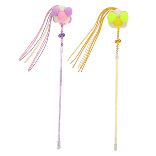 ARTSEWPLY 2 Stück Katzenspielzeug Interaktiver Katzenangelstab Bissresistente Teaser Sticks für Katzen Indoor Spielspaß und Bewegung zur Bindungsförderung von ARTSEWPLY