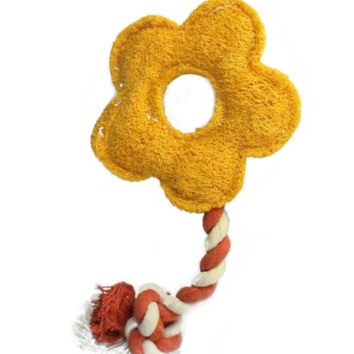 ARTSEWPLY 2 Stück Loofah Hundespielzeug Blumenförmig aus Langlebigem Material Beißfestes Kauspielzeug zur Zahnpflege für Hunde und Katzen Interaktives Trainingsspielzeug für Zufällige Farbe von ARTSEWPLY