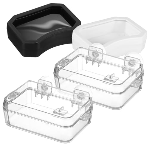 ARTSEWPLY 2 Stück Reptilien Wassernapf Klein Transparent und Wasser Schale mit Saugfuß aus Lebensmittelechtem Abs Ausbruchssicher für Eidechsen Bartagamen Geckos Terrarien Geeignet von ARTSEWPLY