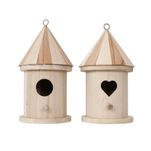 ARTSEWPLY 2 Stück Teiliges Holz Vogelnest zum Bemalen Langlebiges Leichtes DIY Vogelhaus mit Natürlichem Holzdach Dekorativer Vogelschutz für Garten und Zuhause Kreative Wohnraumgestaltung von ARTSEWPLY