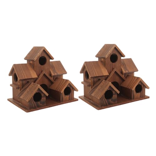 ARTSEWPLY 2 Stück Teiliges Rustikales Vogelhaus aus Naturholz Wetterbeständige Brut Futterbox im Landhausstil Komfortabler Brutplatz für Wildvögel für Garten Terrasse und Außenbereich von ARTSEWPLY
