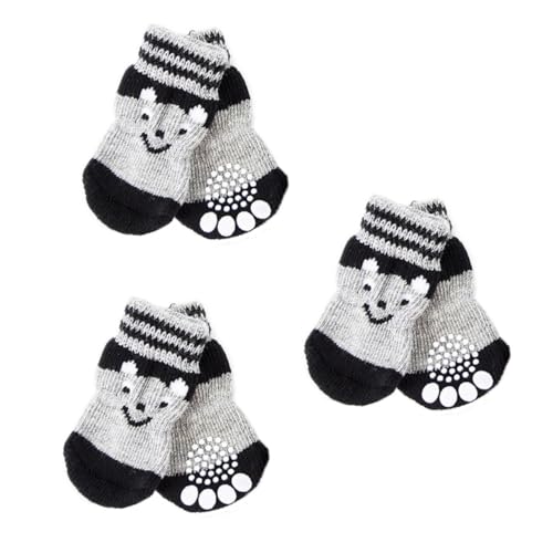ARTSEWPLY 3 Paare Hundesocken aus Baumwolle mit Rutschfester Sohle Warme und Bequeme Pfotenschützer für Kleine und Mittlere Hunde für Glatte Böden und Kalte Jahreszeiten von ARTSEWPLY