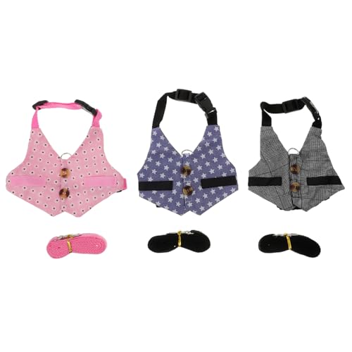 ARTSEWPLY 3 Sätze Teiliges Kaninchen Geschirrset mit Weste und Leine Kleines Haustiergeschirr für Sicheren Auslauf Modisches Design für Tägliche und Festliche Anlässe Komfortabel und von ARTSEWPLY