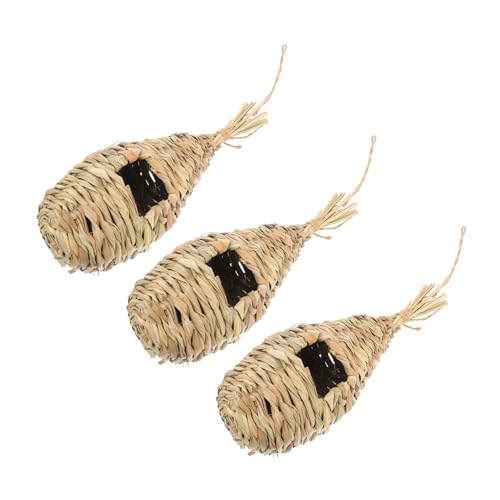 ARTSEWPLY 3 Stück Handgefertigte Vogelnester aus Schilfrohr Handgewebte Hängende Nistkästen für Wellensittiche und Zebrafinken Natürliche Vogelhäuser für Innen Außendekoration Langlebig und von ARTSEWPLY