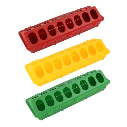 ARTSEWPLY 3 Stück Teiliges Geflügelfuttertrog aus Langlebigem Material mit Mehrloch Design Klappbar zur Einfachen Befüllung Abfallreduzierend für Käfige Leicht zu Reinigen Zufällige Farbe von ARTSEWPLY