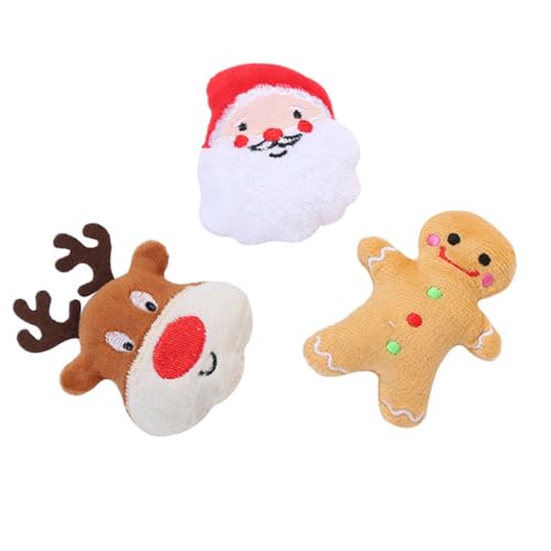 ARTSEWPLY 3 Stück Teiliges Weihnachts Pet mit Katzenminze Langlebiges Sicheres Hundekauspielzeug zur Zahnpflege Interaktives Beißspiel für Training und Beschäftigung Zufällige Designs von ARTSEWPLY