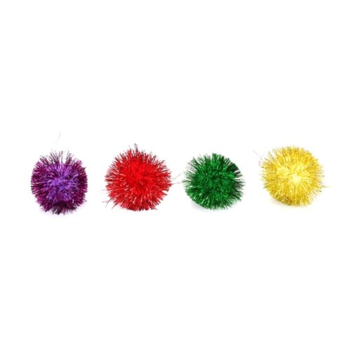 ARTSEWPLY 30 Stück Teiliges Buntes Katzenspielzeug Tinsel Pom Pom Bälle mit Glitzernden Fäden Kleine Interaktive Spielbälle für Katzen zur Selbstbeschäftigung und Bewegung von ARTSEWPLY
