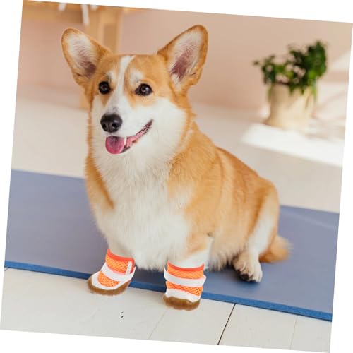 ARTSEWPLY 4 Stück Atmungsaktive Hundeschuhe für Kleine Hunde Verschleißfest mit Rutschfester Sohle Leichter Sommer pfotenschutz für Drinnen und Draußen mit Verstellbarem Verschluss für von ARTSEWPLY