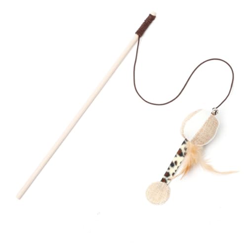 ARTSEWPLY 4 Stück Teiliges Katzenspielzeug mit Holzgriff Plüsch anhänger und Glöckchen Interaktiver Katzenangel Teaser für Wohnungskatzen Fördert Bewegung und Beschäftigung Langlebig und von ARTSEWPLY