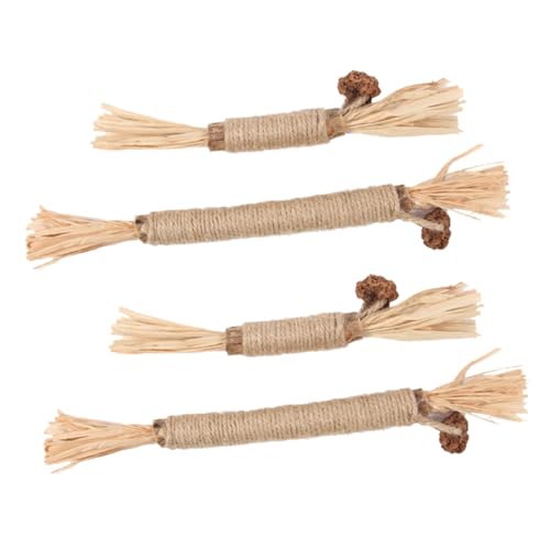 ARTSEWPLY 4 Stück Teiliges Katzenzahnpflegestab aus Holz mit Natürlichem Katzenminze Knabberspielzeug für Kätzchen Fördert Zahnhygiene Zahnfleischmassage und Spielerische Aktivität im von ARTSEWPLY