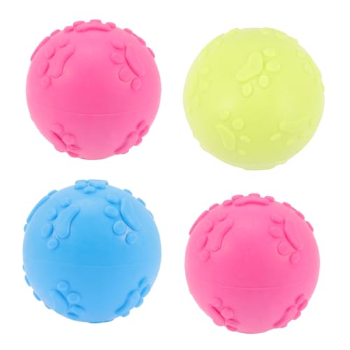 ARTSEWPLY 4 Stück Teiliges Quietschspielzeug für Hunde aus TPR Interaktive Kauspielzeug bälle mit Geräuschfunktion zur Zahnpflege und Training Robust und Farblich Sortiert Zufällige Farbe von ARTSEWPLY