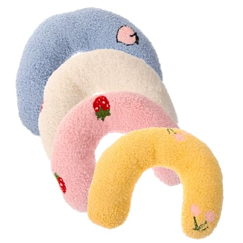 ARTSEWPLY 4 Stück U Förmiges Nackenkissen für Katzen Hautfreundliches Kissen für Kätzchen und Kleine Haustiere Pflegeleichtes und Baumwollmaterial Vielseitig für Bett Sofa Körbchen Geeignet von ARTSEWPLY