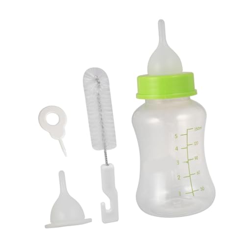 ARTSEWPLY 4 Stück Welpen Fütterungsflasche mit Breiter Öffnung Bpa Frei Langlebig Ersatz Nippel und Reinigungsbürste für Einfache und Sichere Haustierernährung Zufällige Zufällige Farbe von ARTSEWPLY