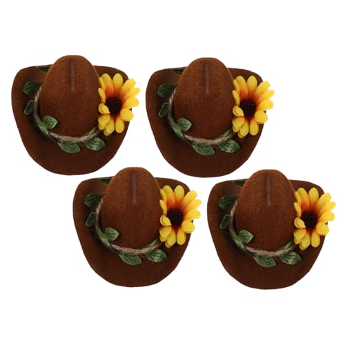 ARTSEWPLY 4 Stücke Teiliges Verstellbare Mini Cowboy Hüte mit Blumenverzierung für Kleine Haustiere Wie Hamster Meerschweinchen Papageien Schlangen Leichtes Thematisches Accessoire für von ARTSEWPLY
