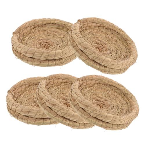 ARTSEWPLY 5 Stück Teiliges Geflochtenes Strohschlafbett Kleiner Nistplatz für Kaninchen und Kleintiere Atmungsaktives Vogelnest Dekoratives Gartenaccessoire Langlebig und Pflegeleicht von ARTSEWPLY