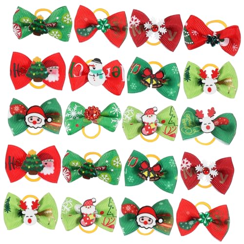 ARTSEWPLY 50 Stück Weihnachts Kopfschmuck Für Haustiere Weihnachtsfliegen Für Hunde Haarschleifen Für Hunde Weihnachtsschleifen Weihnachtsschmuck Für Haustiere Haarspangen von ARTSEWPLY