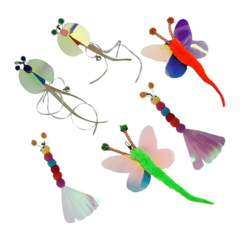 ARTSEWPLY 6 Stück Teiliges Katzenspielzeug Ersatzköpfe Katzenangel Interaktives Katzenspielzeug Flexibles Tragbares zur Selbstbeschäftigung für Katzen Spielspaß und Beschäftigung von ARTSEWPLY