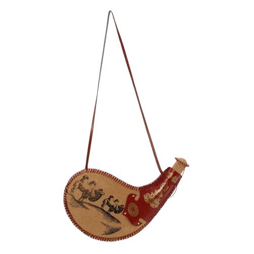 ARTSEWPLY Antike Ledertasche für Wein und Wasser Handgefertigte Wasserflaschentasche mit Tragegurt Robust und Auslaufsicher für Outdoor Aktivitäten Wie Wandern Camping und Angeln Desert von ARTSEWPLY