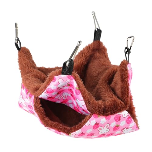 ARTSEWPLY Doppellagige Dicke Plüsch hängematte für Eichhörnchen und Zuckergleiter Warmes Haustier schlafnest Kleines Rosa Kuschelbett Sicherer Rückzugsort für Kleine Nager von ARTSEWPLY